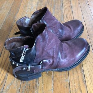 A.S. 98 Burgundy Leather Booties